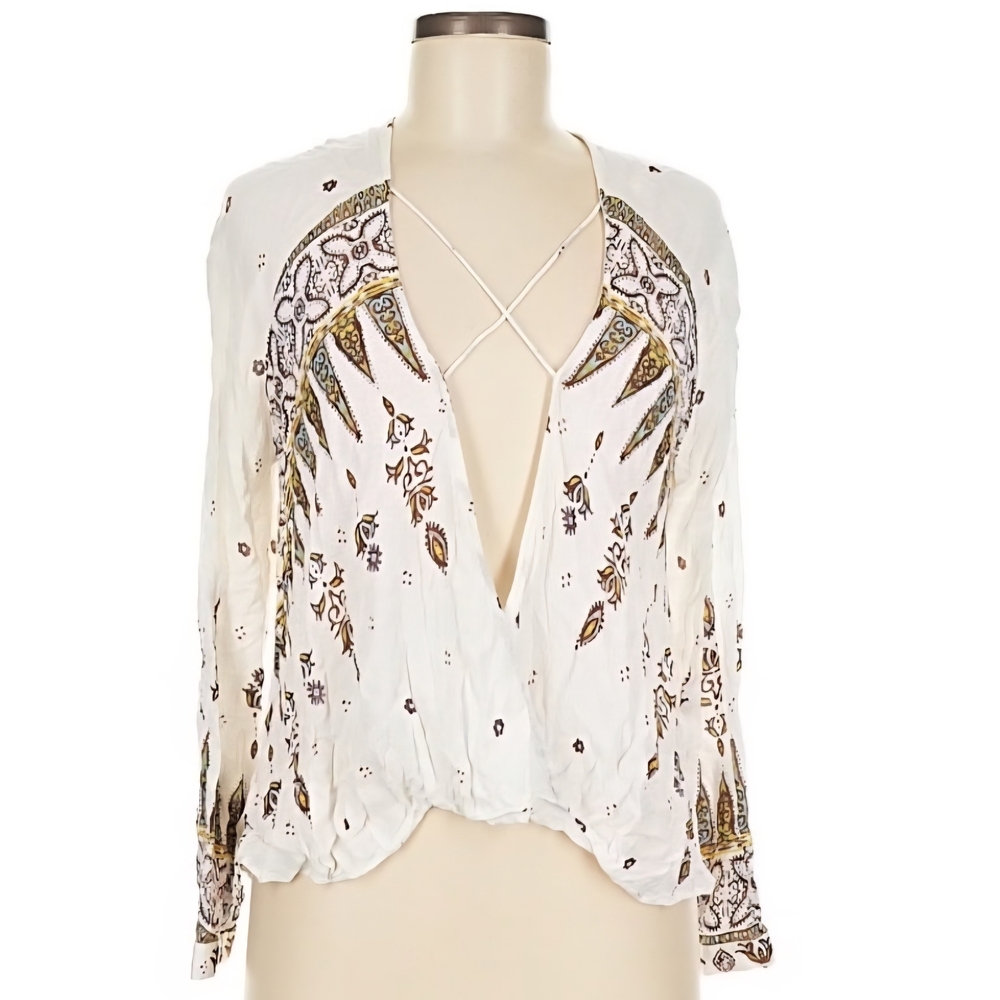 Bohemian White and Gold Women's Blouse